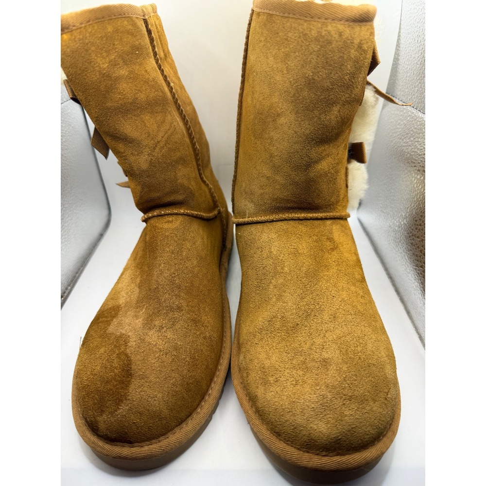 Koolaburra by UGG Victoria Tall Chestnut Suede Bow Boots Womens 8 1015874